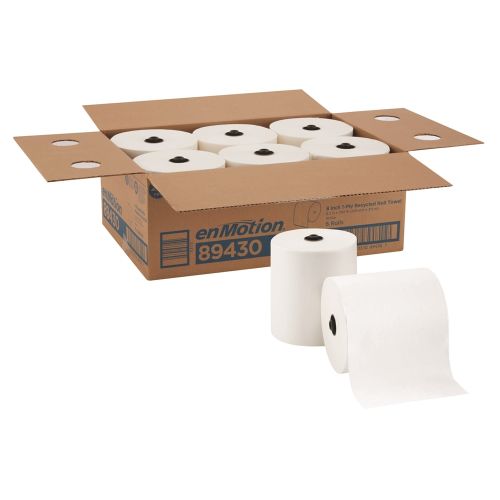 enMotion 8in Recycled Paper Towel Roll, White, 700 Feet Per Roll